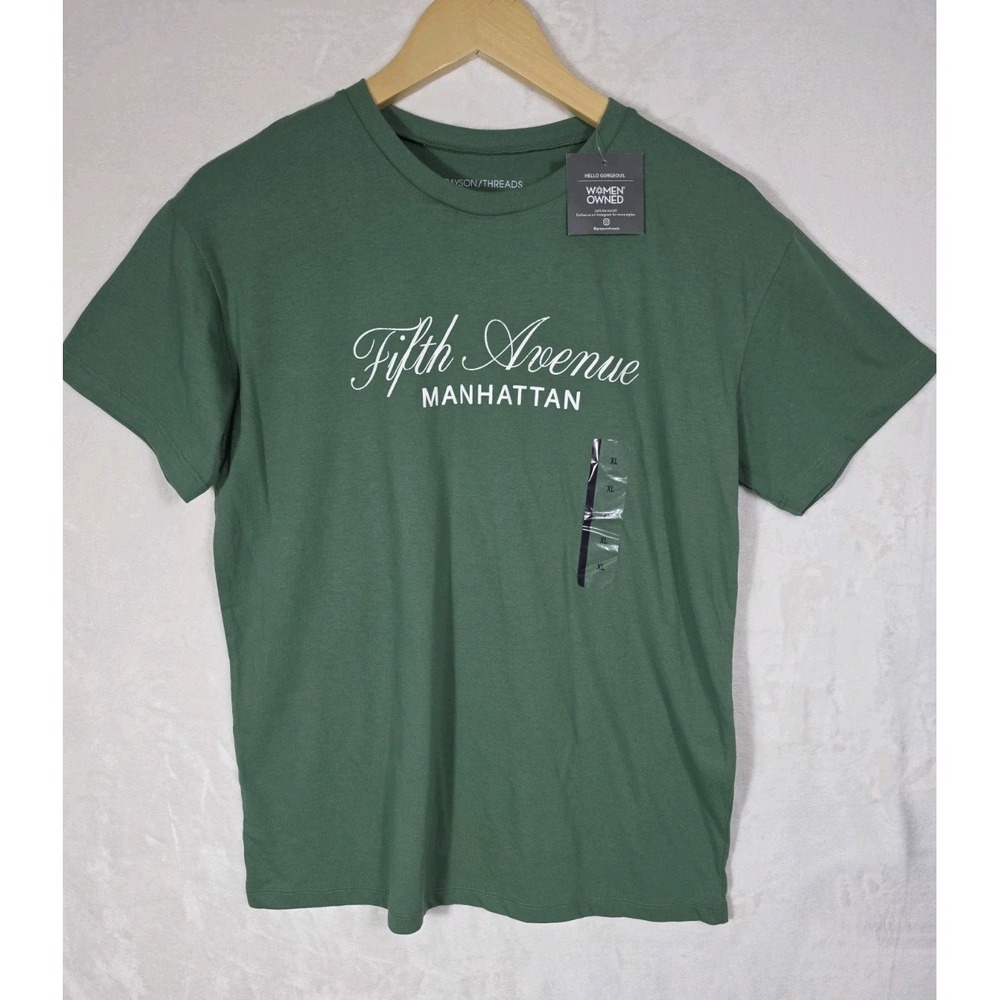 NWT Grayson Threads Fifth Avenue Manhattan Graphic T Shirt Green XL Cotton Blend
